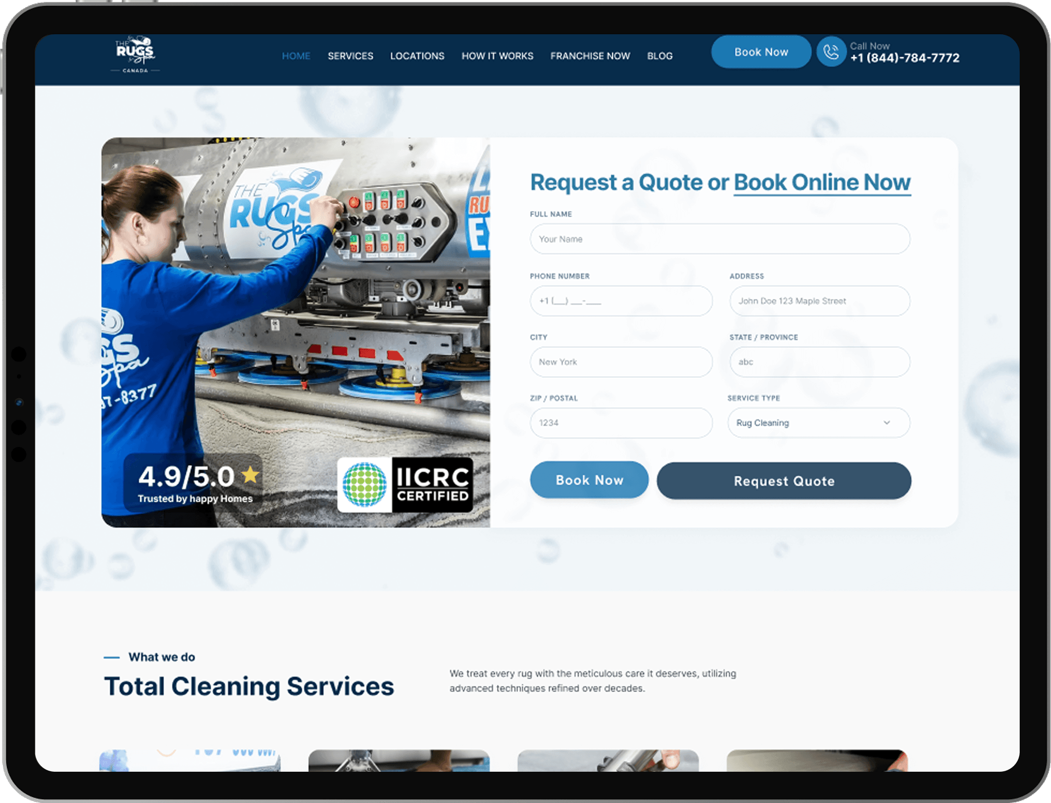 The Rugs Spa website screenshot